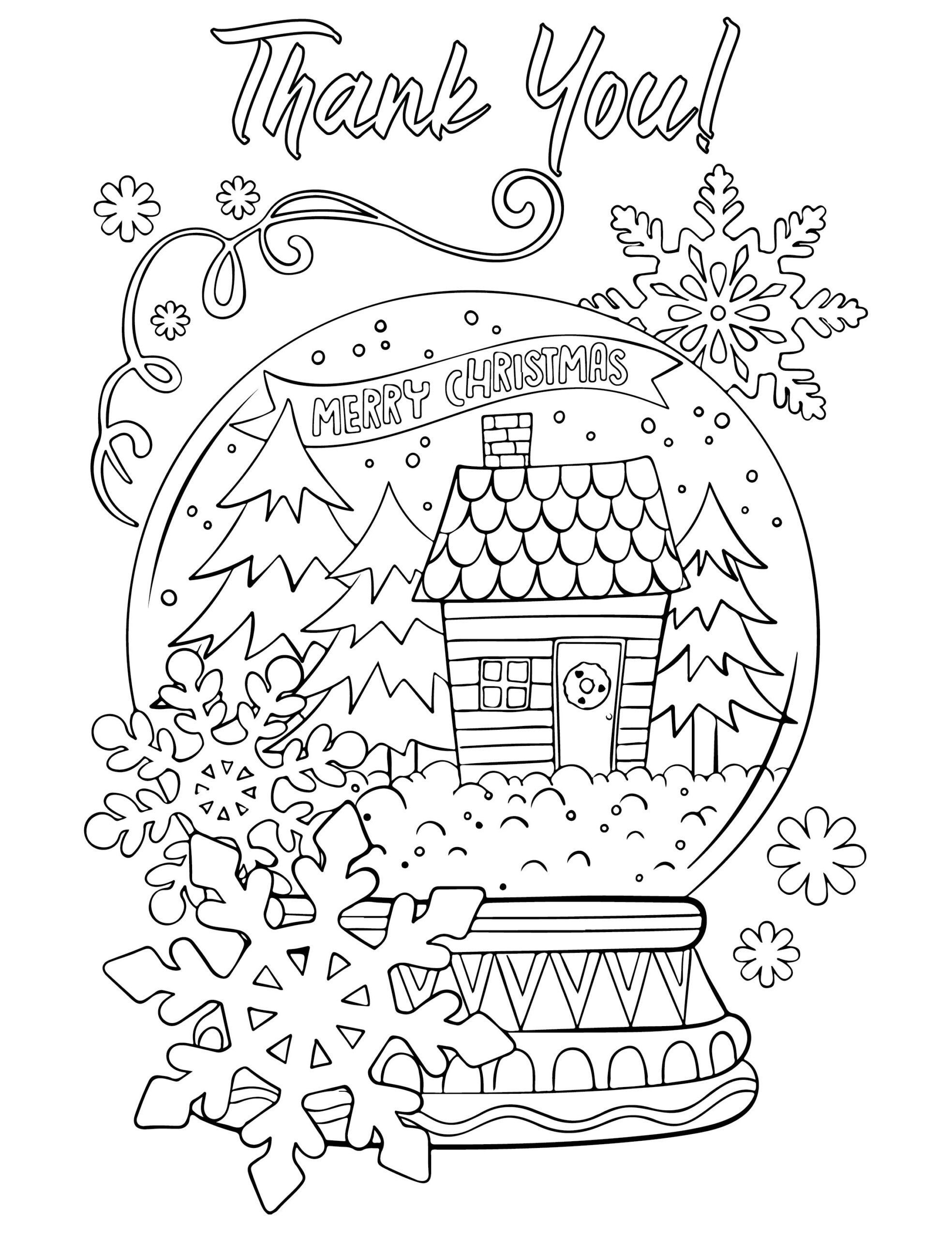 Christmas Coloring Thank You Cards 10 Free PDF Printables Printablee