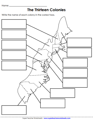 13 Colonies Free Printable Worksheets