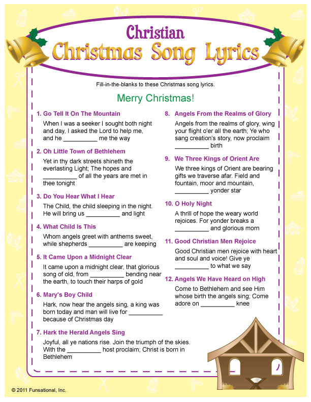 Finish The Christmas Song Lyrics Game Printable Printable Word Searches