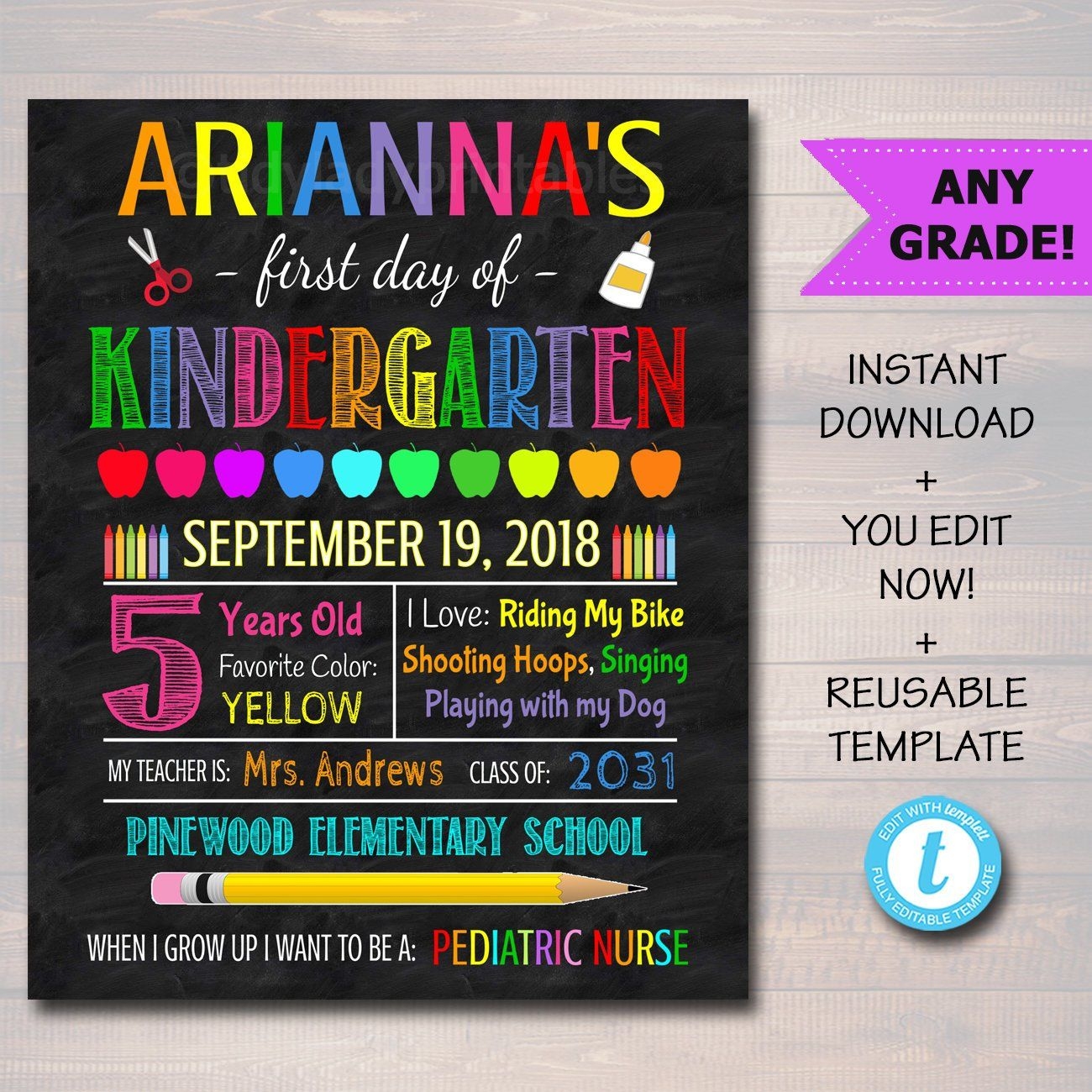 First Day Of School Chalkboard Sign Free Printable Printable 