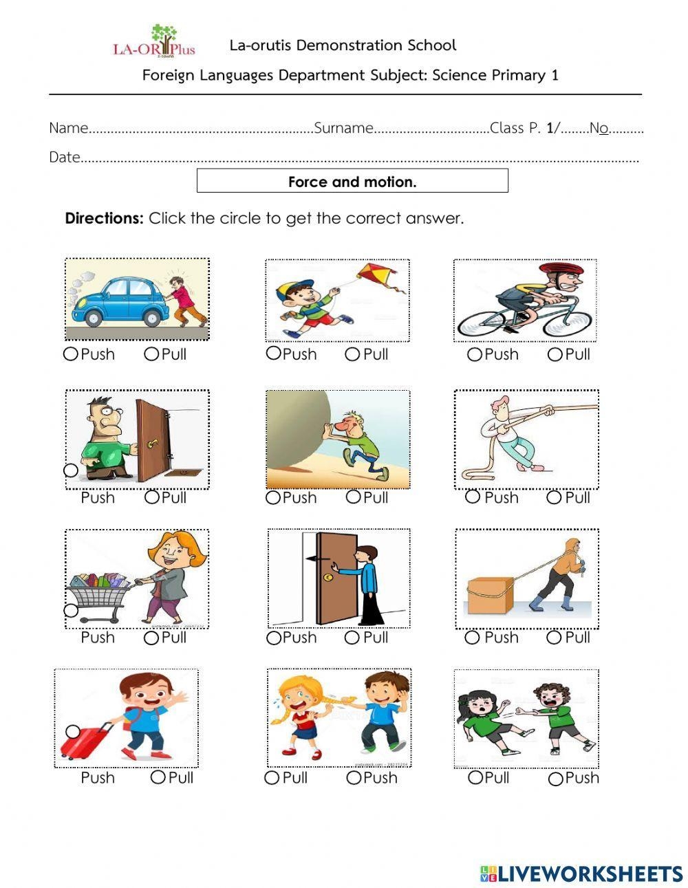Force And Motion Worksheet Live Worksheets Worksheets Library