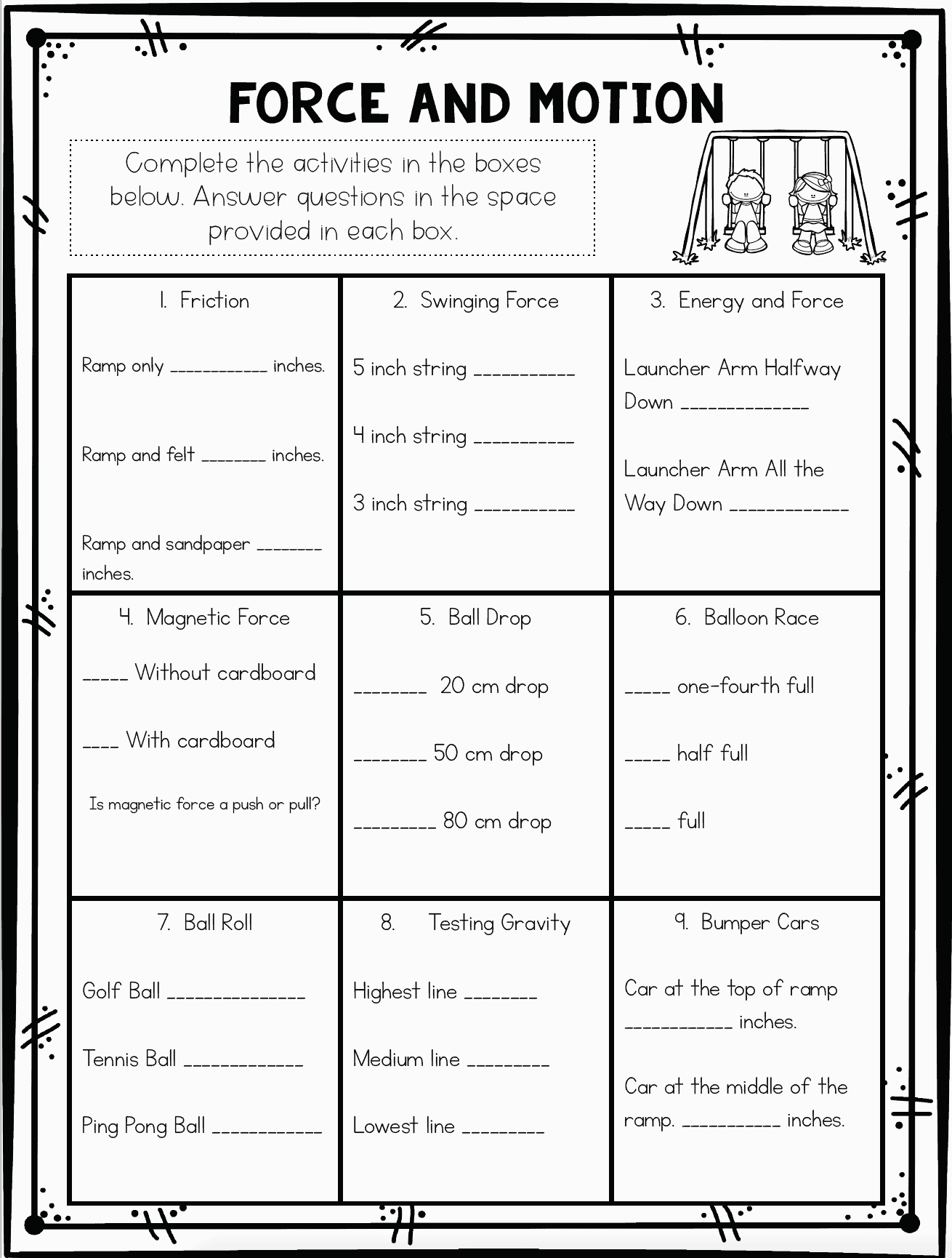 Force And Motion Worksheets Stations Ashleigh 39 s Education Journey