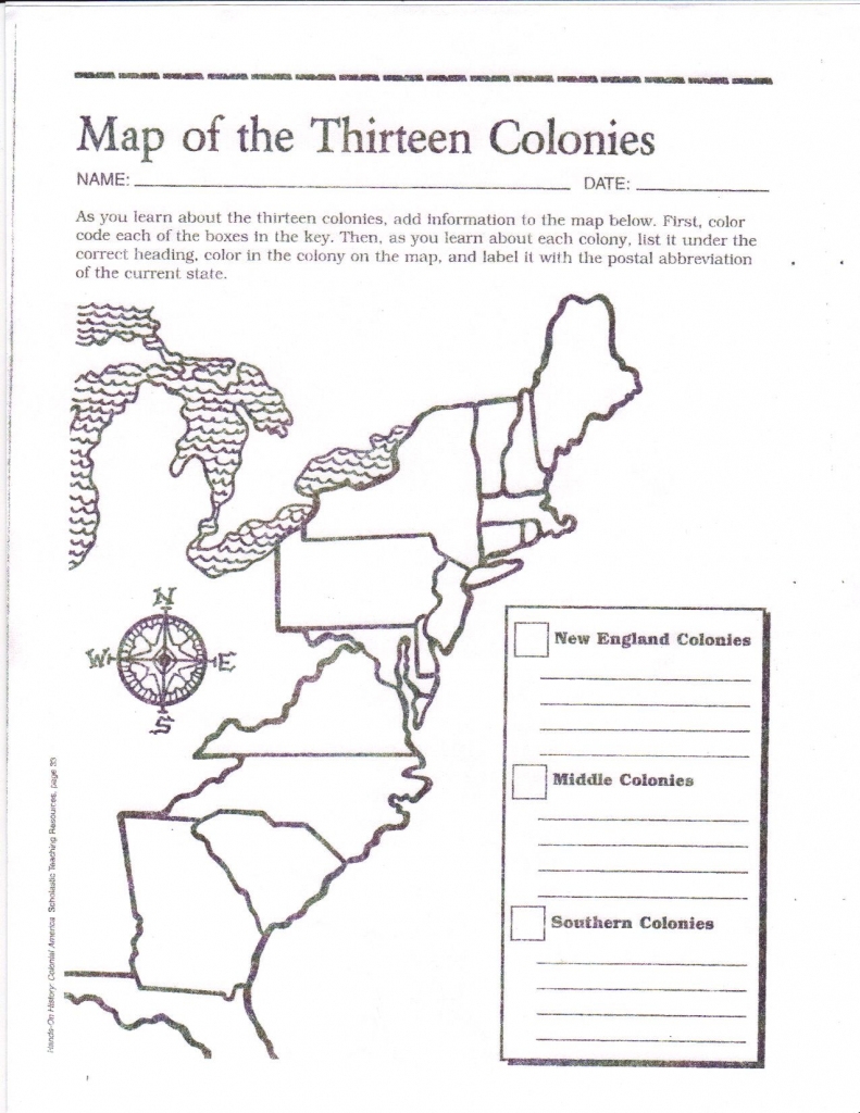 Free Printable 13 Colonies Map Activities Socia With 13 Colonies 