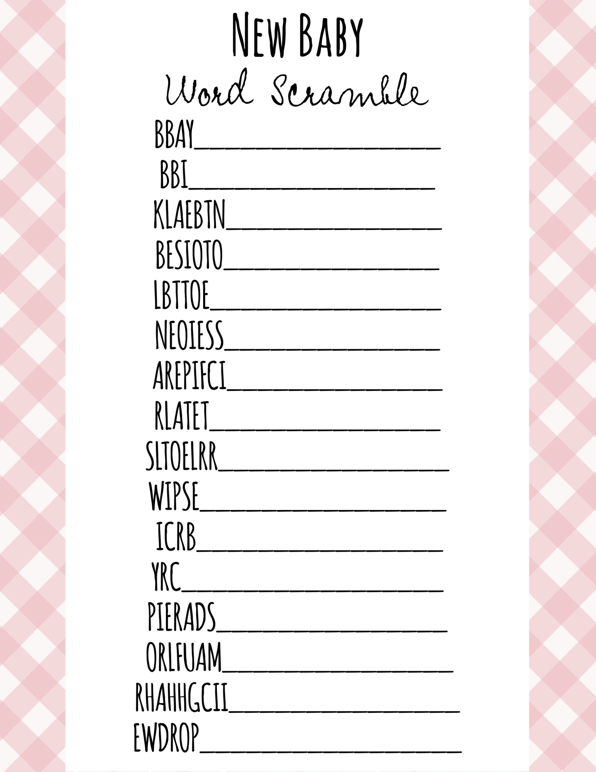 Free Printable Baby Shower Games FREE Printable A Z