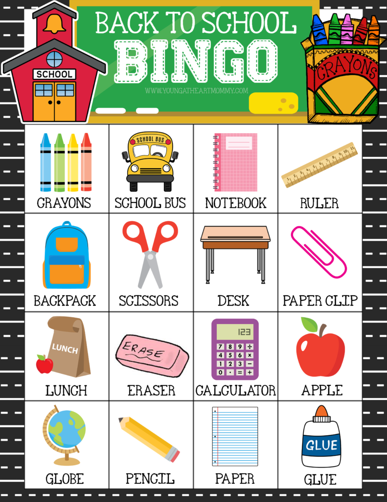 Free Printable Back To School BINGO Game Cards Free Bingo Cards Game 