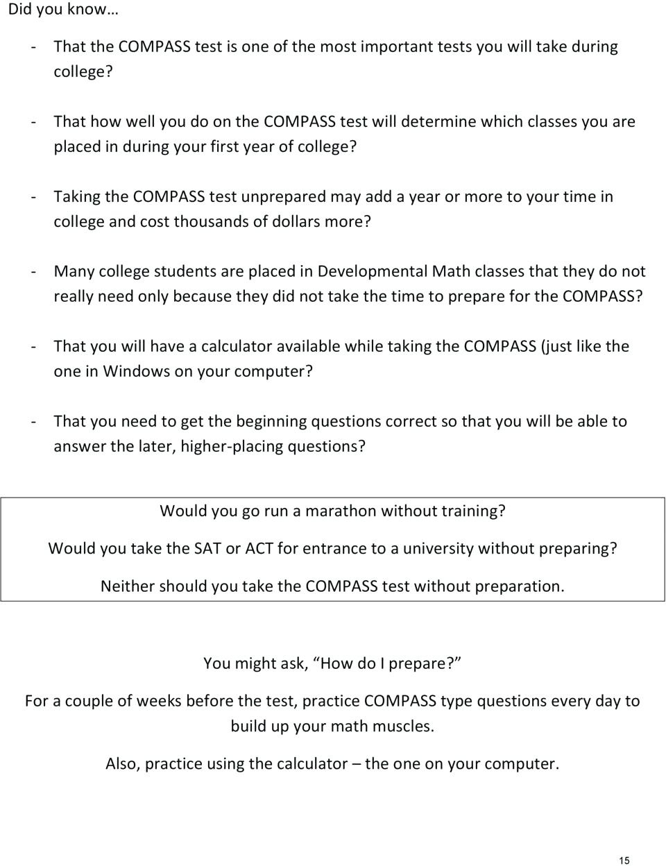 Free Printable College Placement Test Free Printable