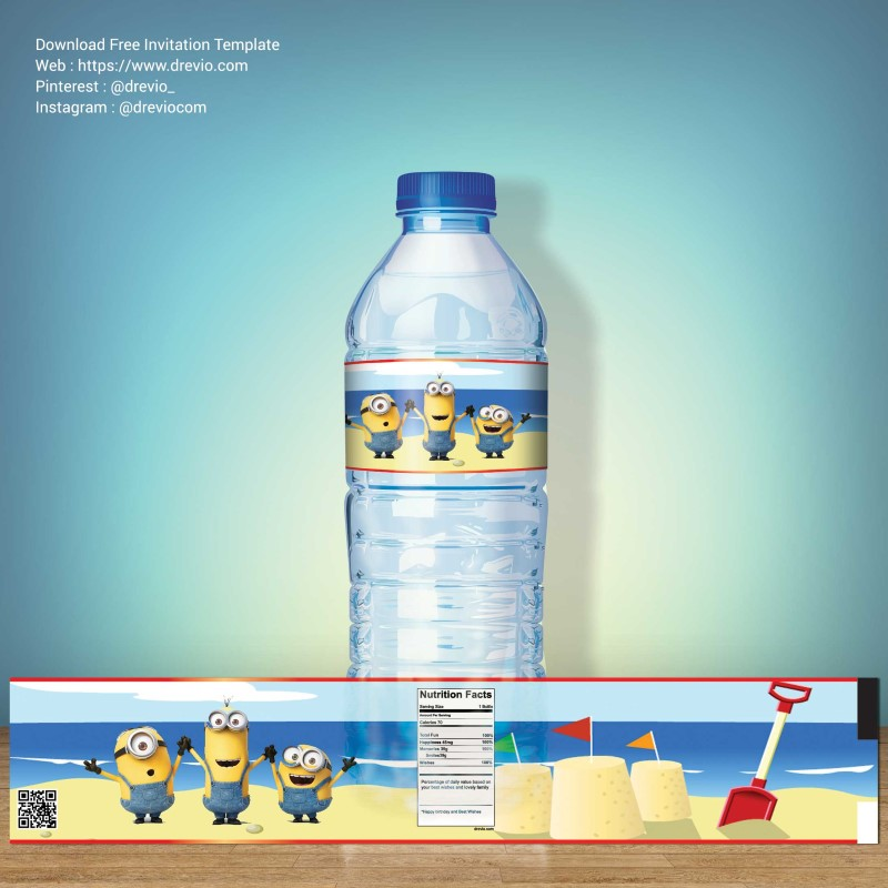 FREE Printable Minion Summer Edition Water Bottle Label Water Bottle 
