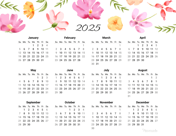 Full Year Calendar 2025 Free Printable Jack Saltau