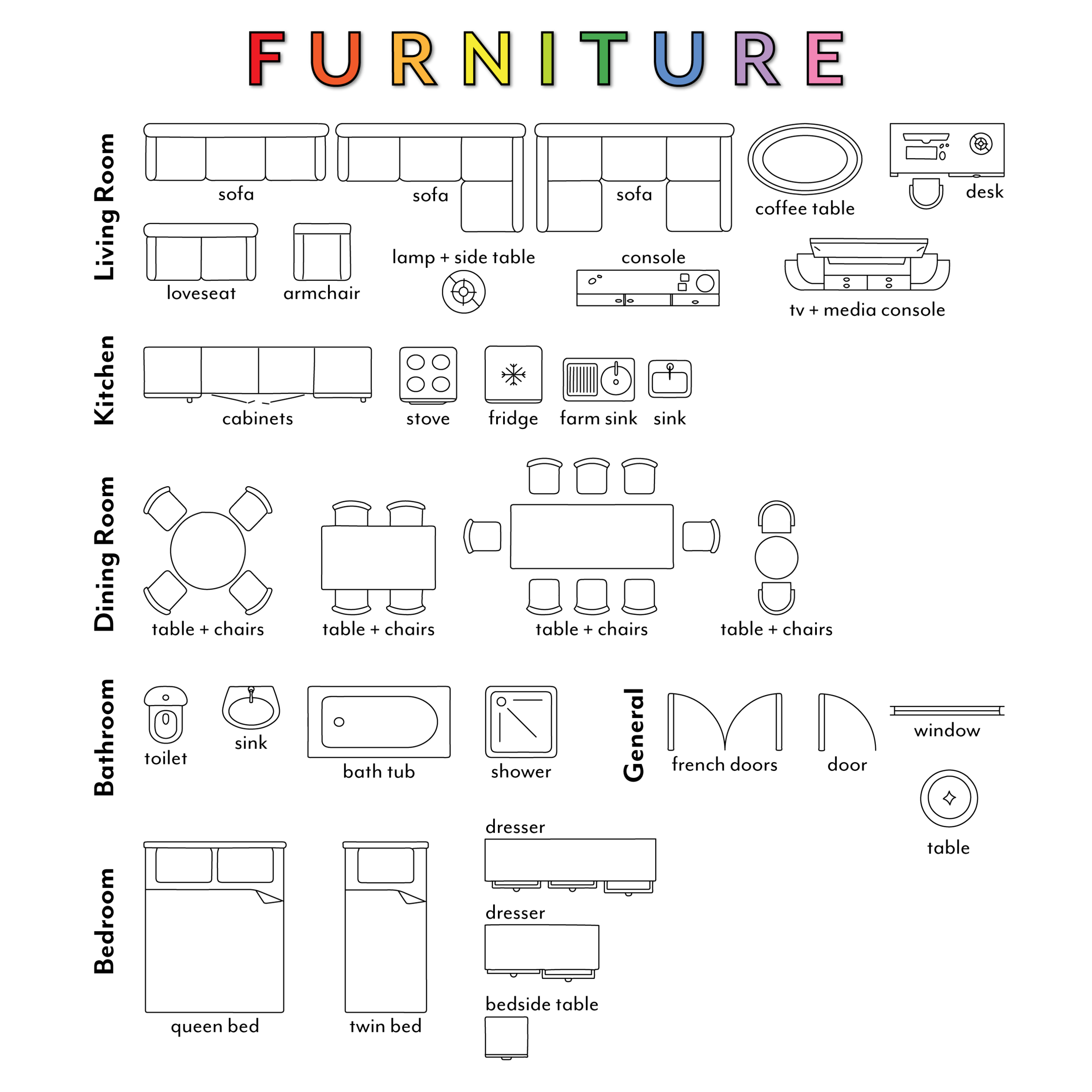 Furniture Templates 1 4 Inch Scale Printable Image To U