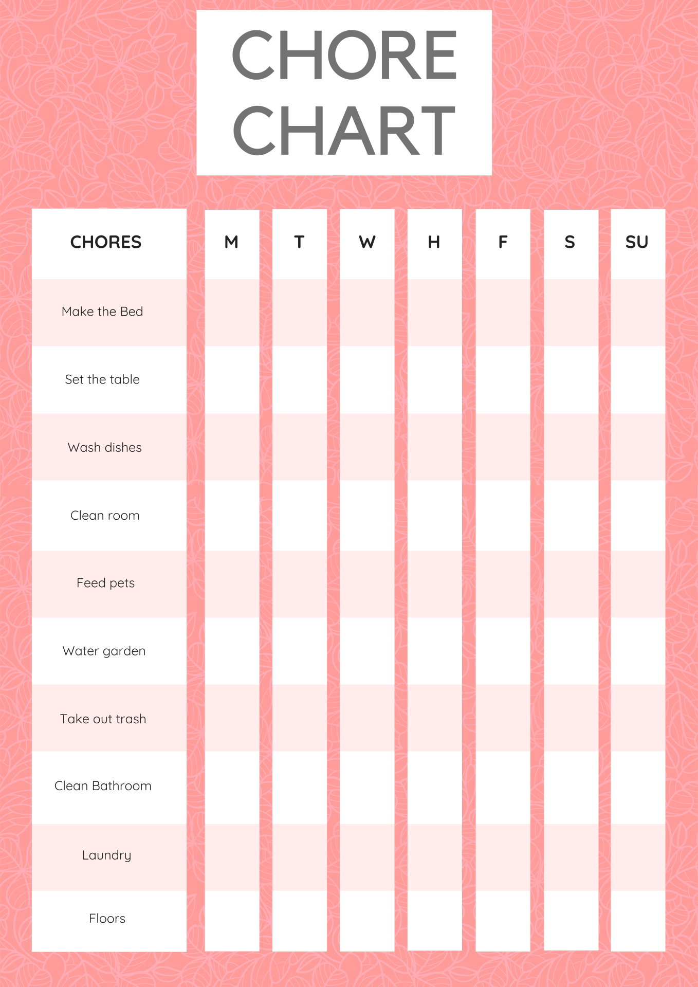Household Chore Charts 10 Free PDF Printables Printablee