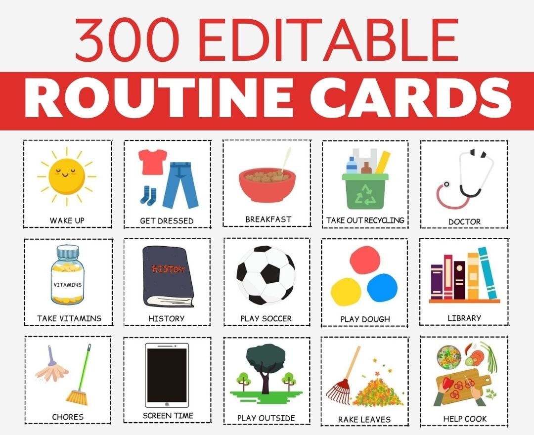 Kids Visual Routine Cards Chart Printable Daily Routine NBKomputer