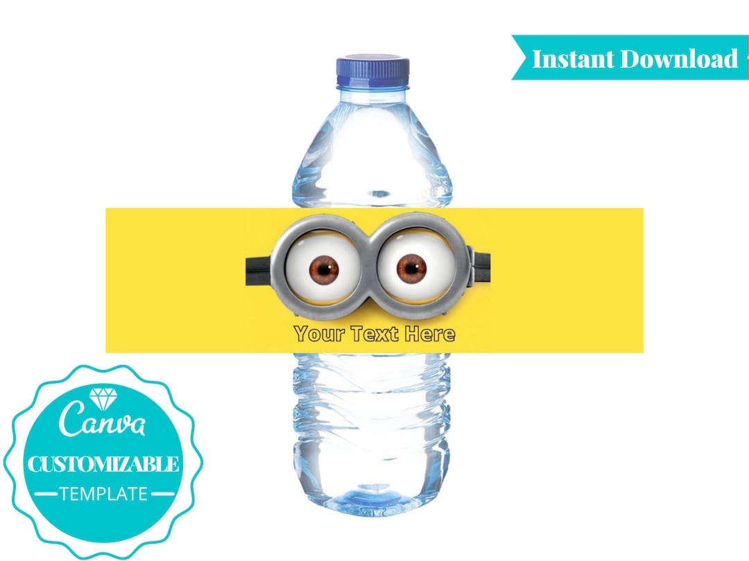 Minion Water Bottle Label Minion Water Bottle Wrapper Minion 