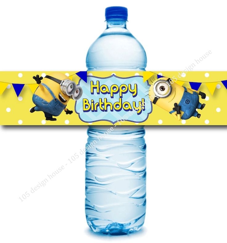Minion Water Bottle Label Printable INSTANT DOWNLOAD Minion Birthday