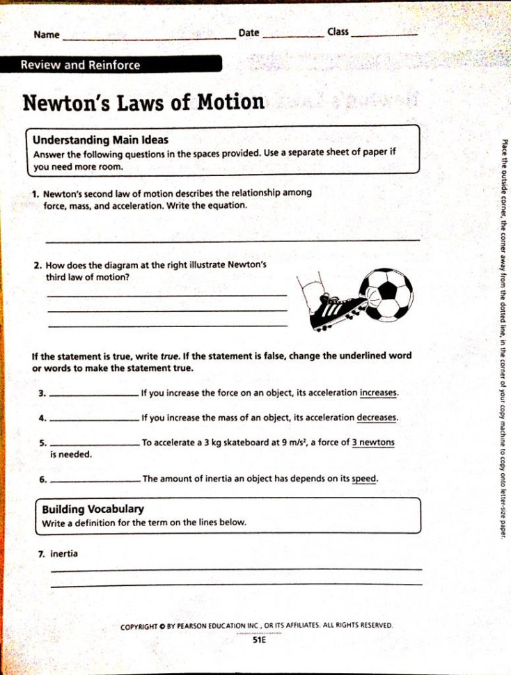 Newton 39 s Laws Of Motion Worksheet Pdf Soccerphysicsonline Db excel