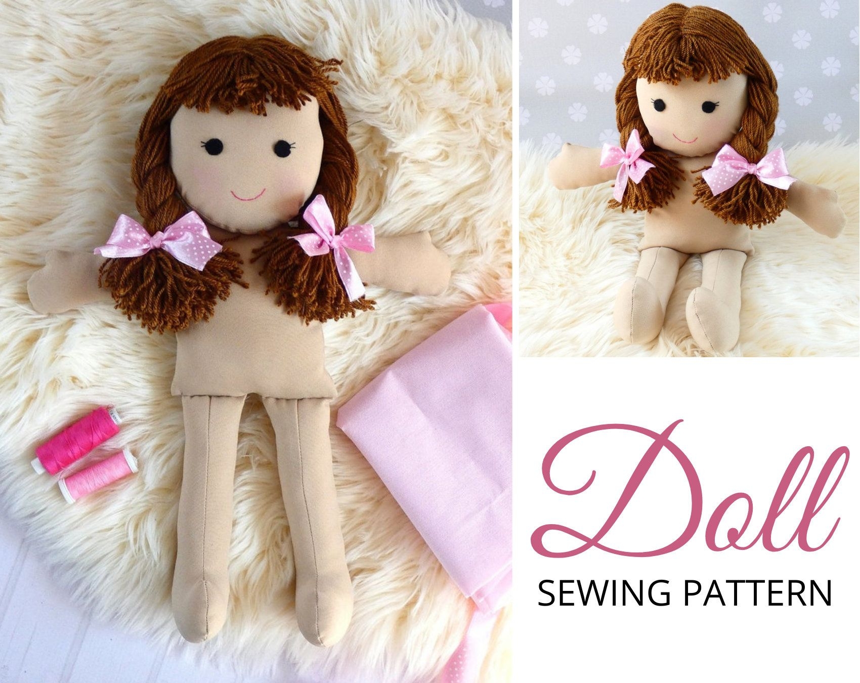 PDF Rag Doll Sewing PATTERN Tutorial Cloth Doll Pattern Fabric