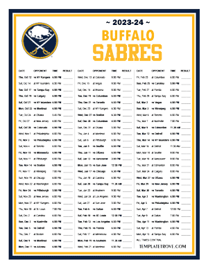 Buffalo Sabres Schedule 2025-26 Printable