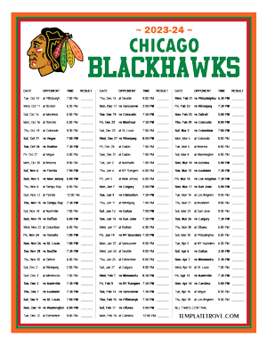 Printable 2023 2024 Chicago Blackhawks Schedule