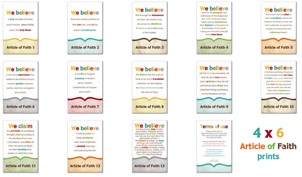 Printable Articles Of Faith
