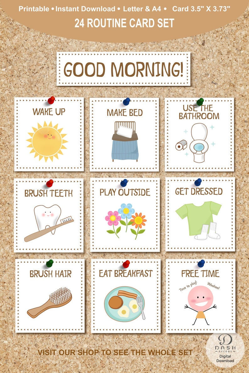 Printable Daily Routine Cards For Kids Visual Routine Cards Etsy 