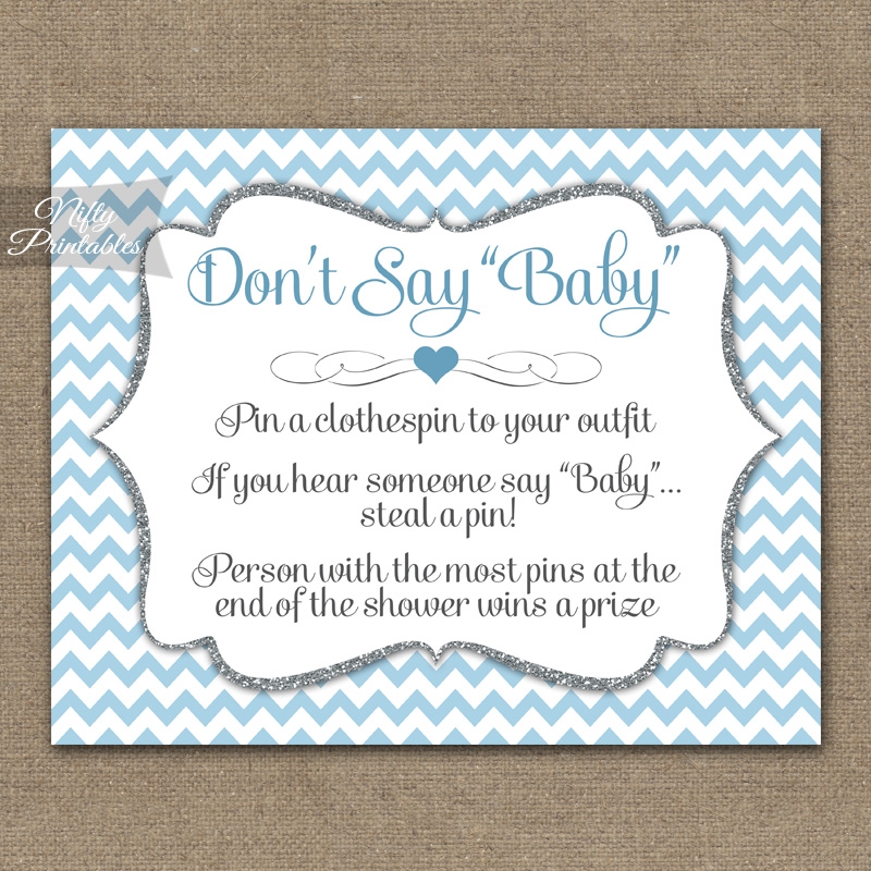 Printable Don 39 t Say Baby Shower Game Blue Chevron