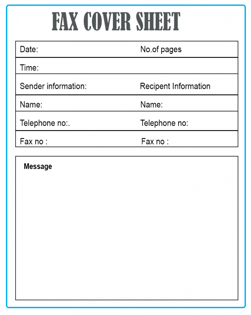 Fax Cover Sheet Free Printable