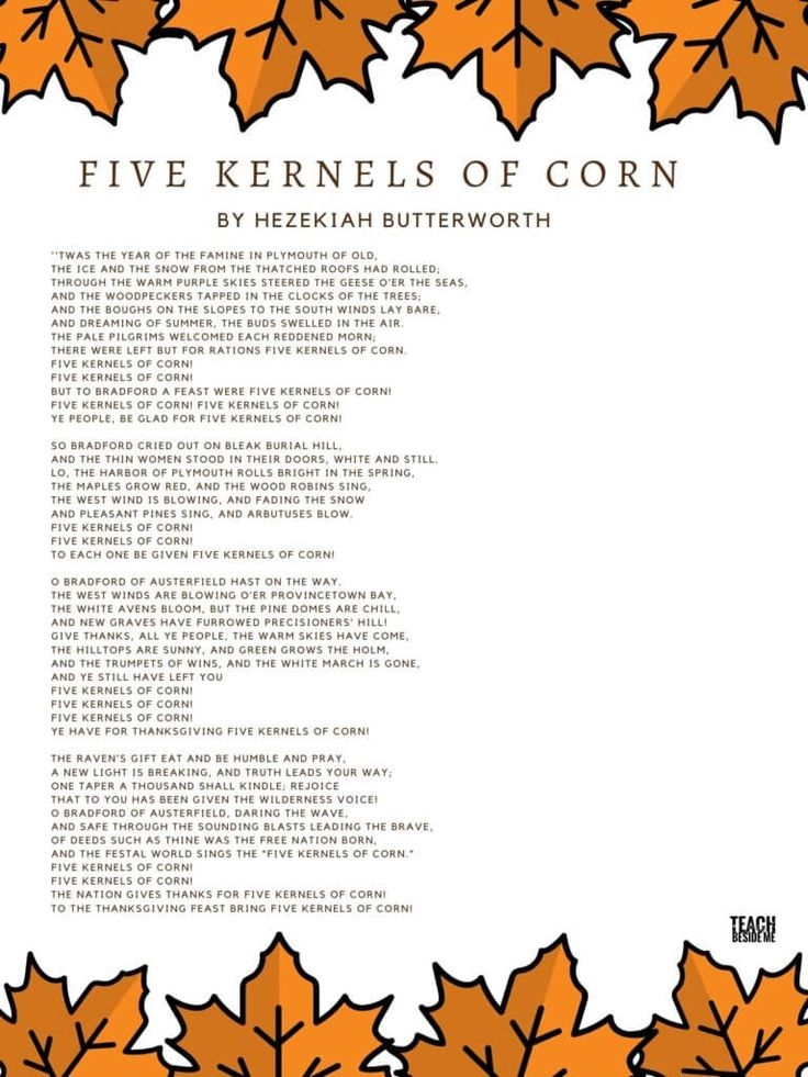 Thanksgiving Tradition Five Kernels Of Corn Thanksgiving Traditions