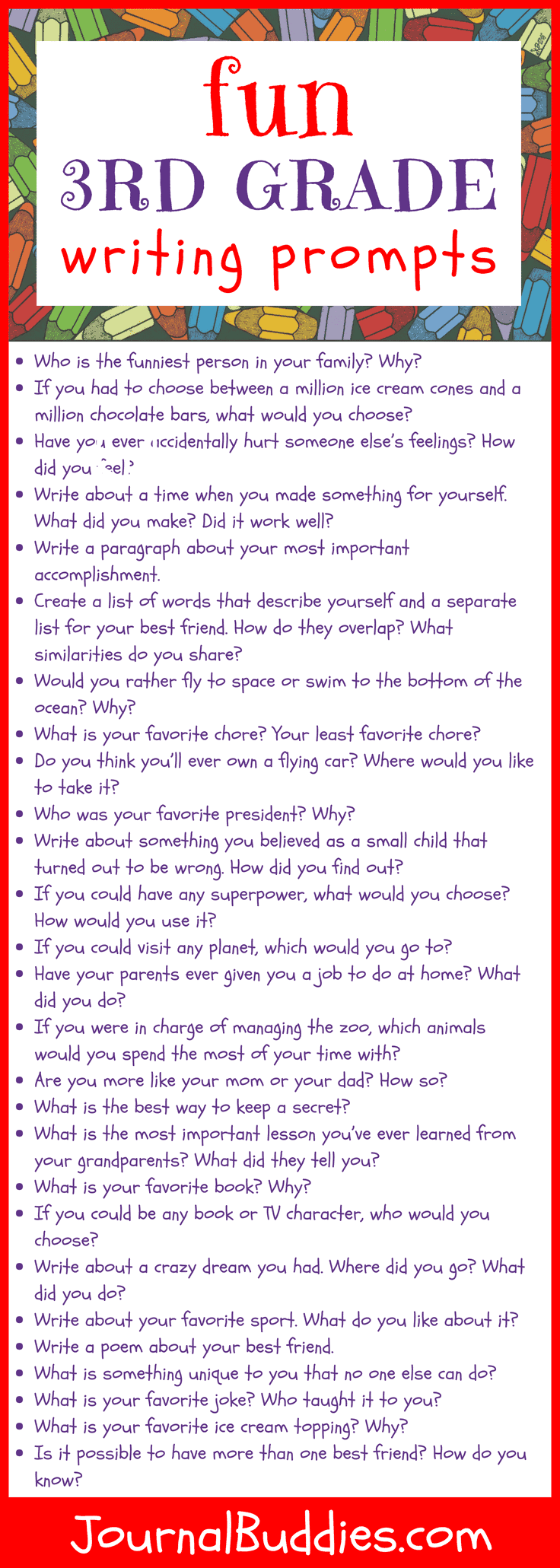 Third Grade Writing Prompt Ideas For Kids