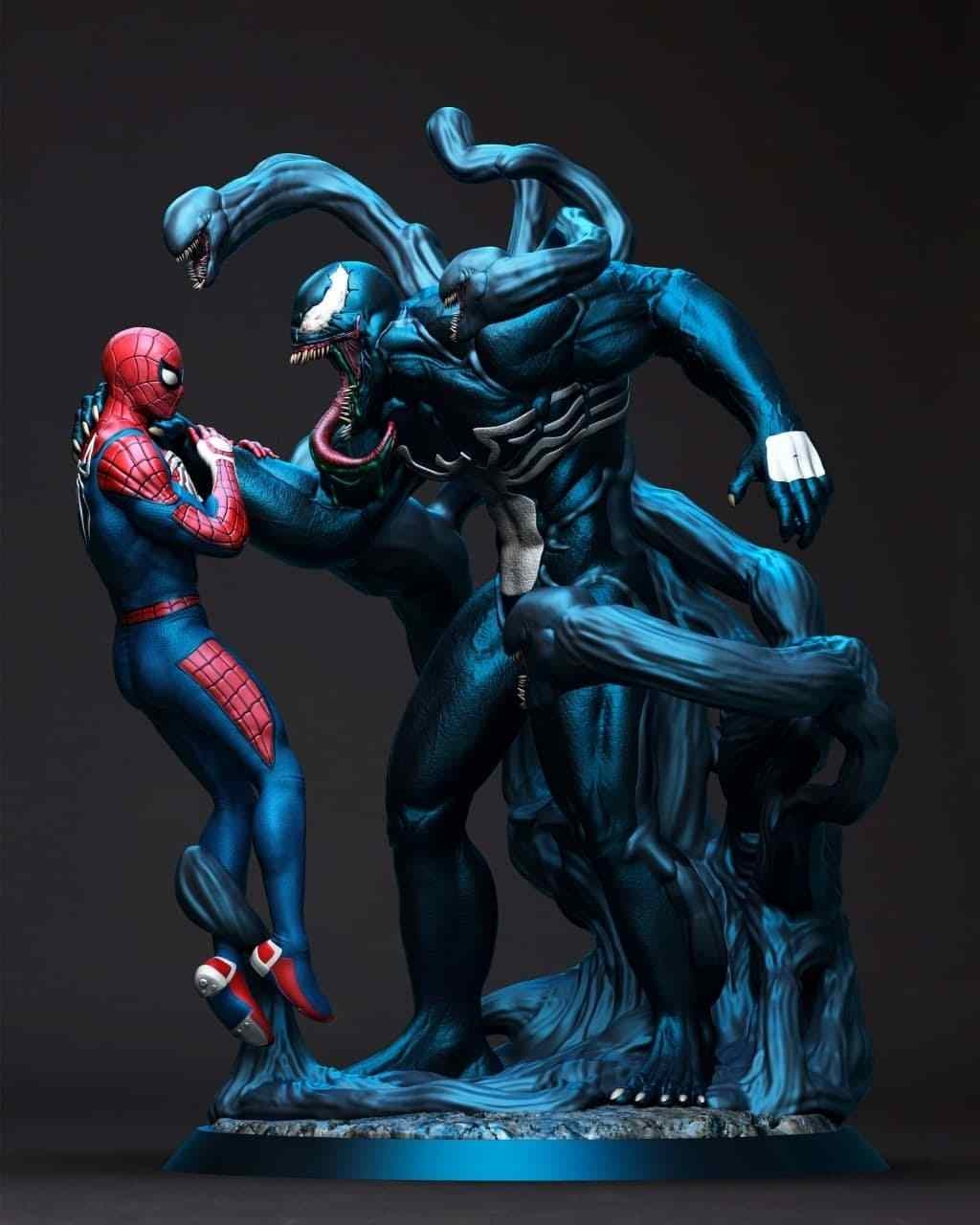Venom Vs Spider Man Diorama Statue STL Files For 3D Print 3D Kiee Shop