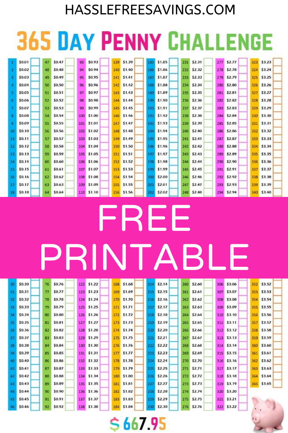 1 Penny Challenge Printable Chart