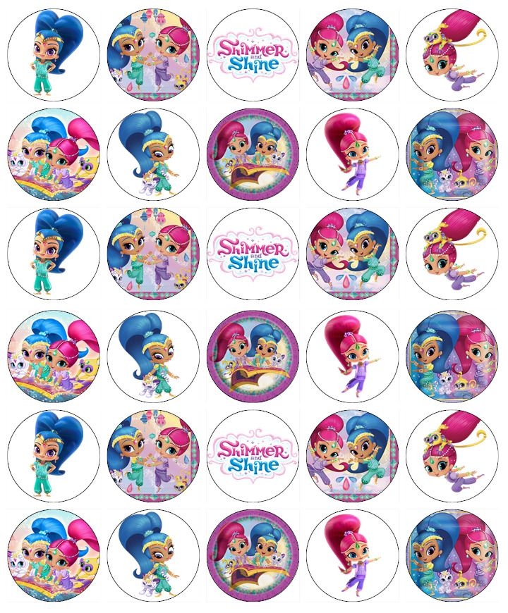 30 X Shimmer And Shine Cupcake Toppers Edible Wafer Paper Fairy Cake 
