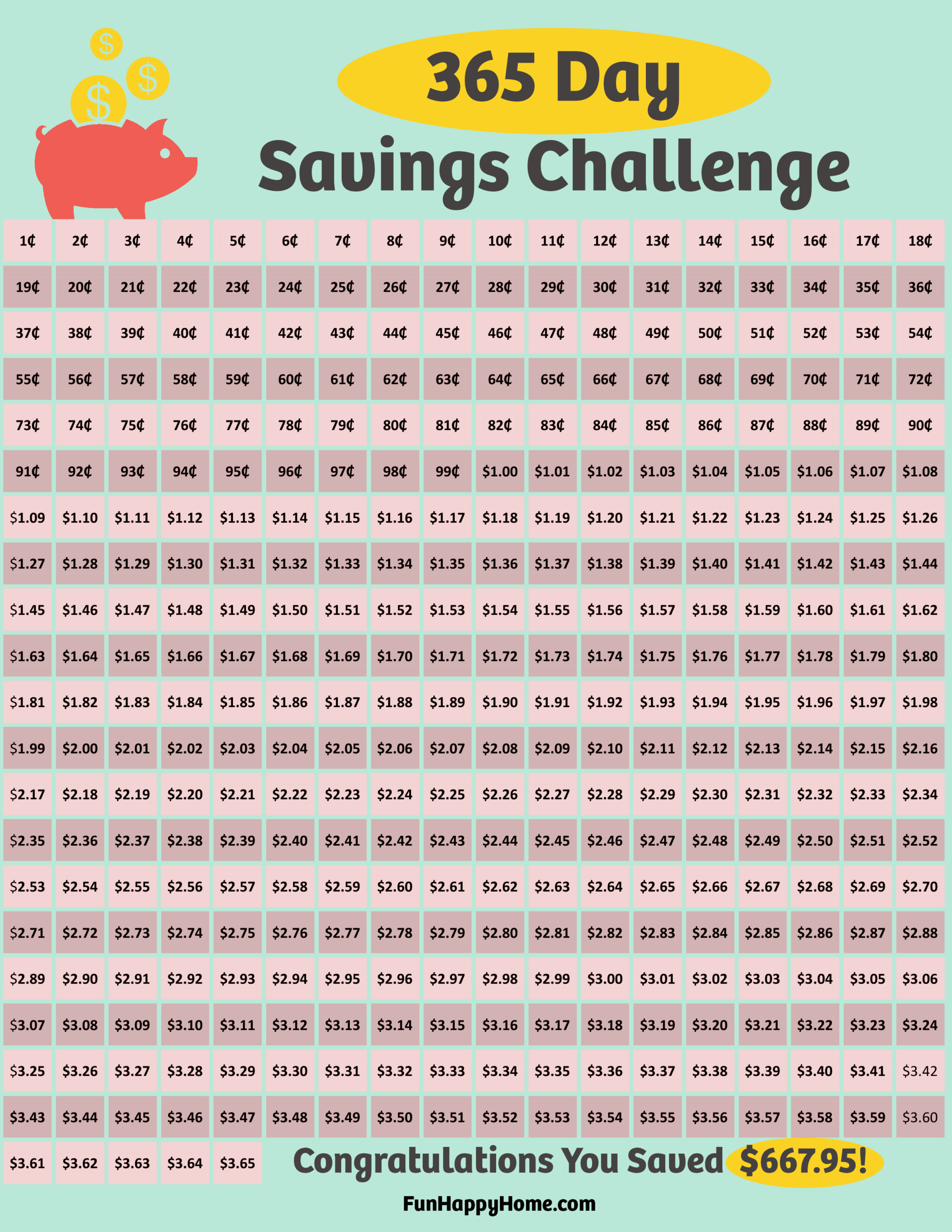 365 Penny Challenge Printable Chart