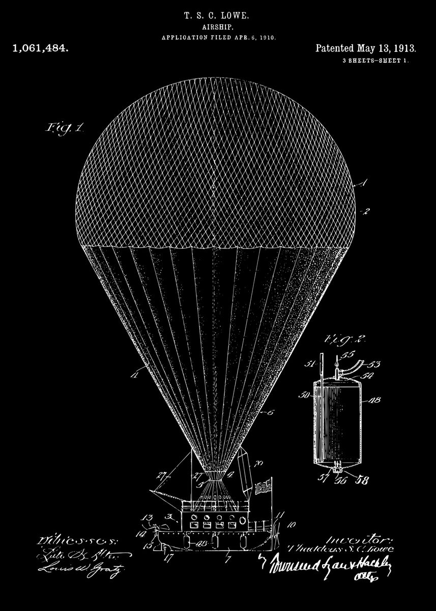  39 Airship Patent 1913 39 Poster Picture Metal Print Paint By RelDesign 