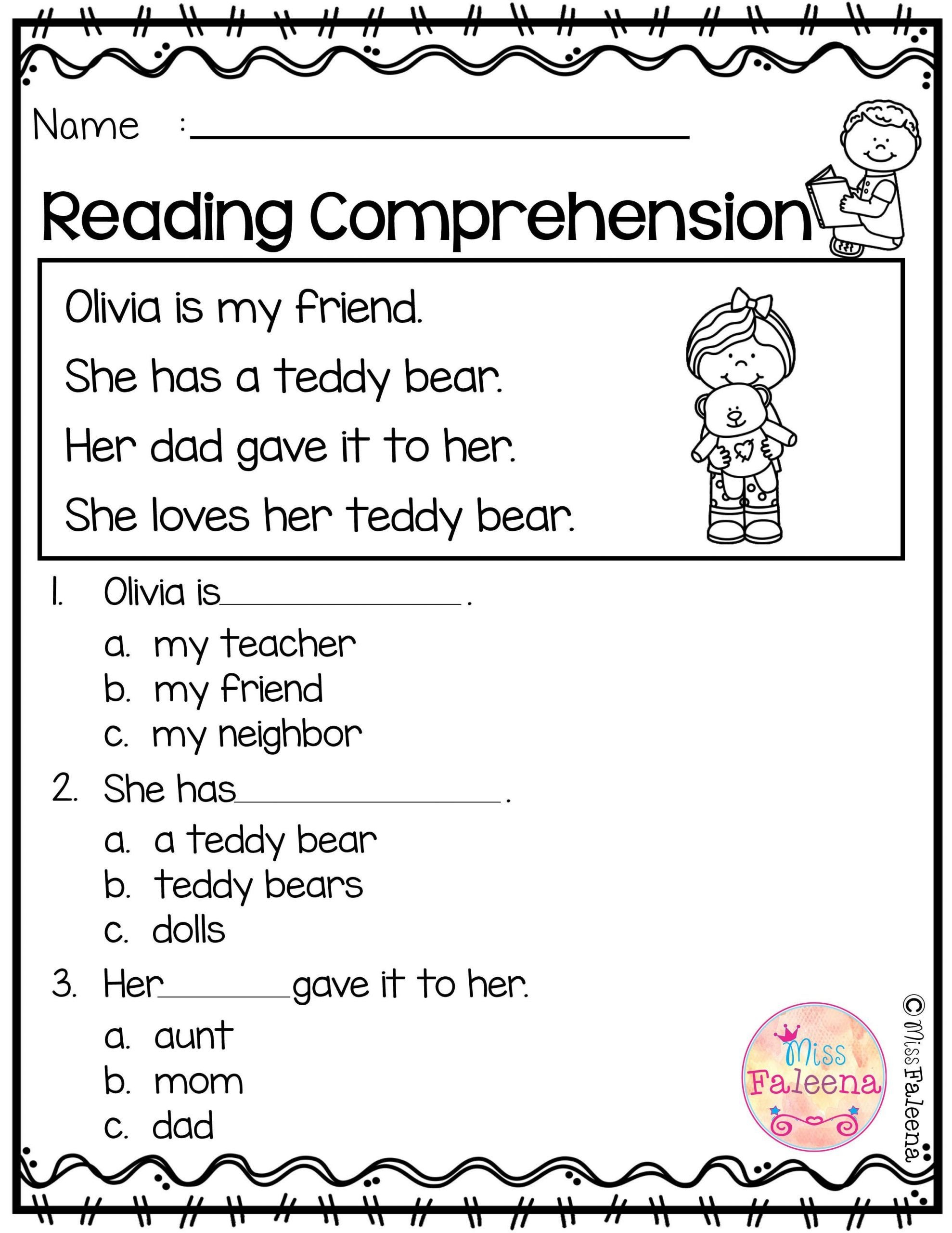 Free Printable Reading Comprehension Worksheets For Third Grade