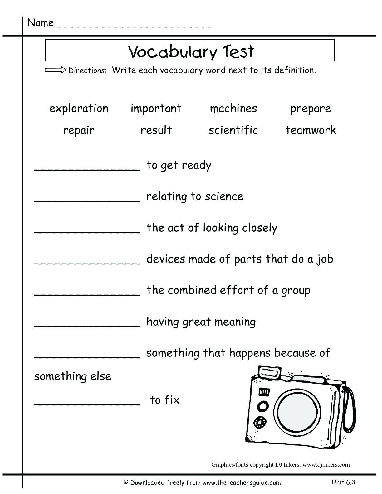 5th Grade Vocabulary Worksheets Printable