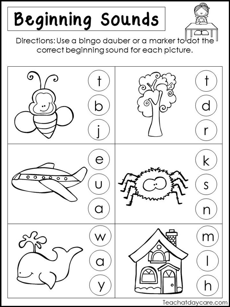Beginning Sounds Kindergarten Worksheet