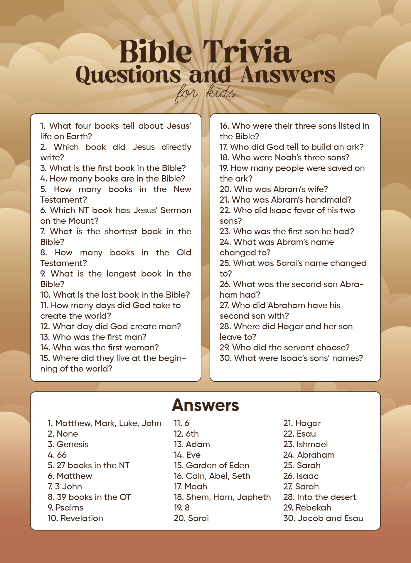 Bible Trivia Questions And Answers 10 Free Pdf Printables Artofit