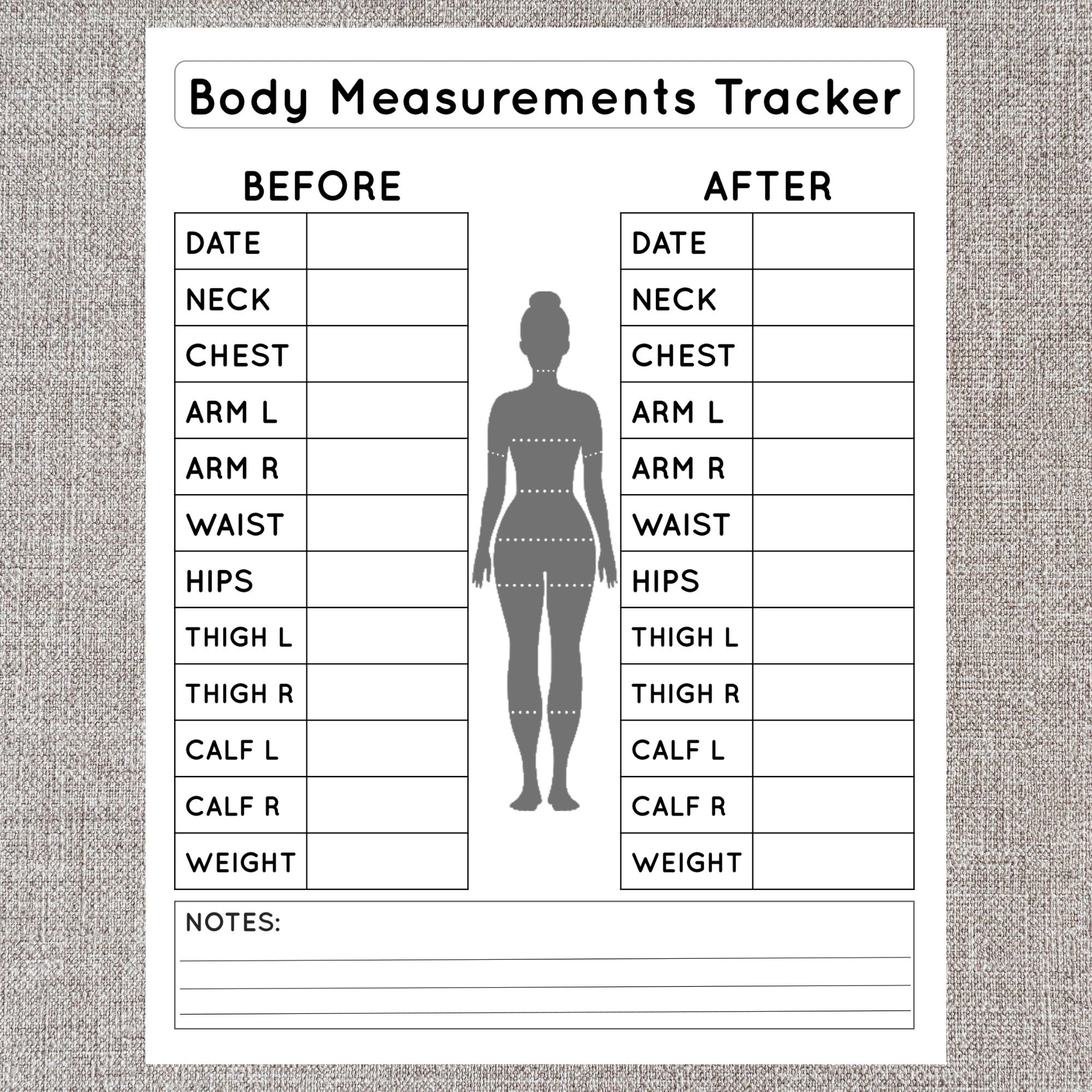 Body Measurement Tracker Printable Printable Free Templates
