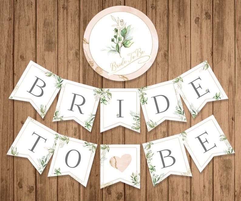 Bridal Shower Banner PRINTABLE Greenery Bride To Be Banner Etsy Happy 