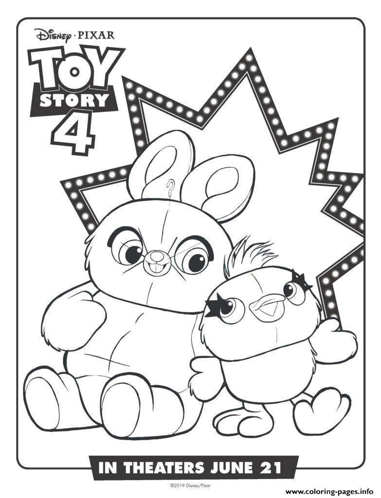 Bunny And Ducky Toy Story 4 Coloring Page Printable