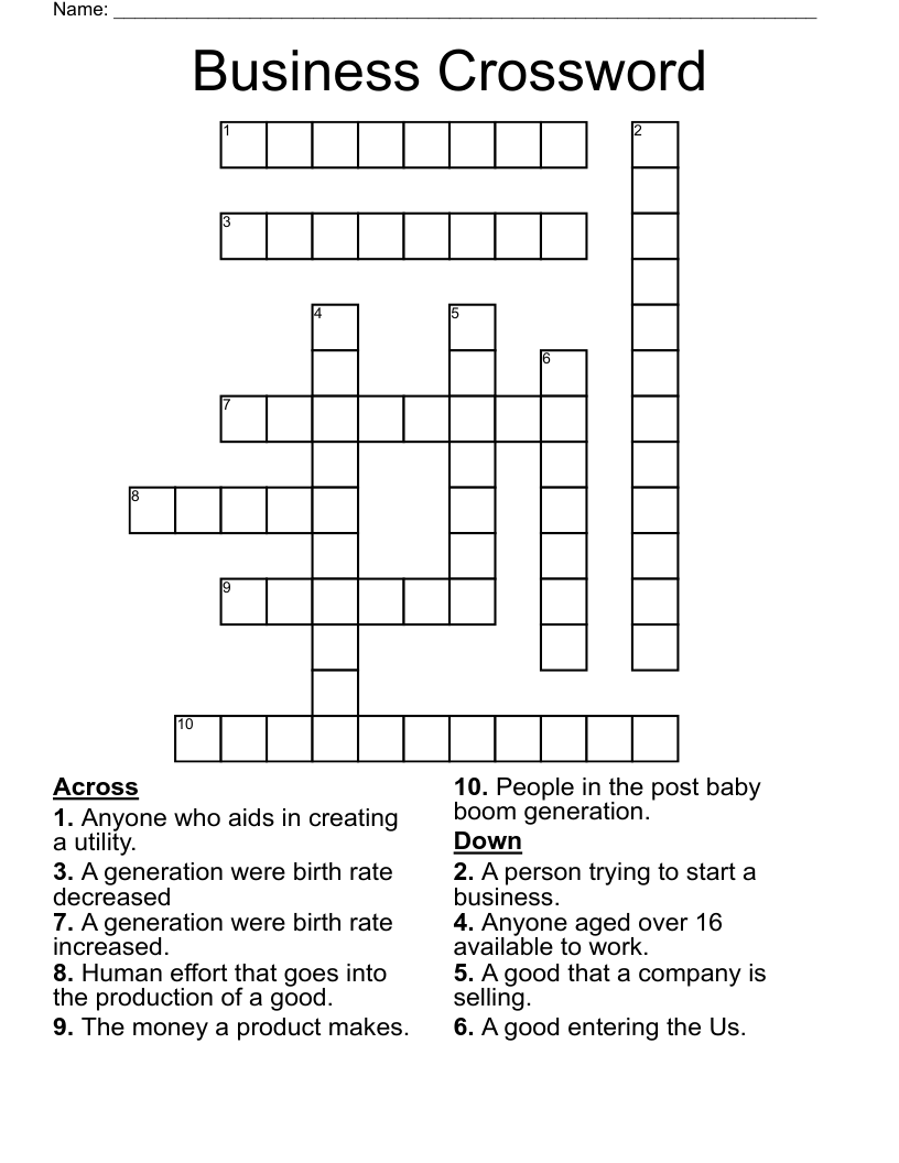 Business Crossword WordMint