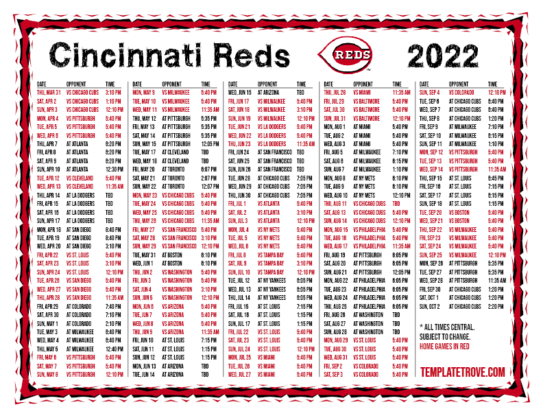 Cincinnati Reds 2025 Schedule Printable Molly J Tivey
