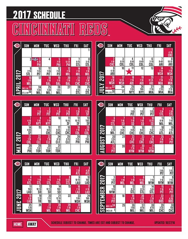 Cincinnati Reds Printable Schedule