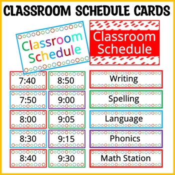 Classroom Schedule Cards Printable Classroom Schedule Cards Editable 