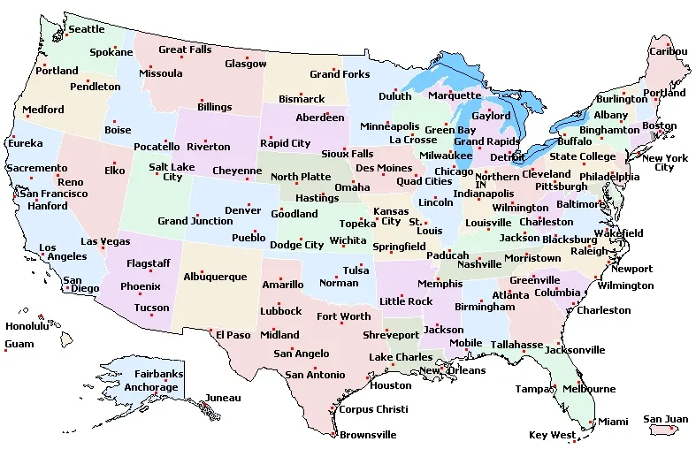 Clean And Large Map Of The United States Capital And Cities 