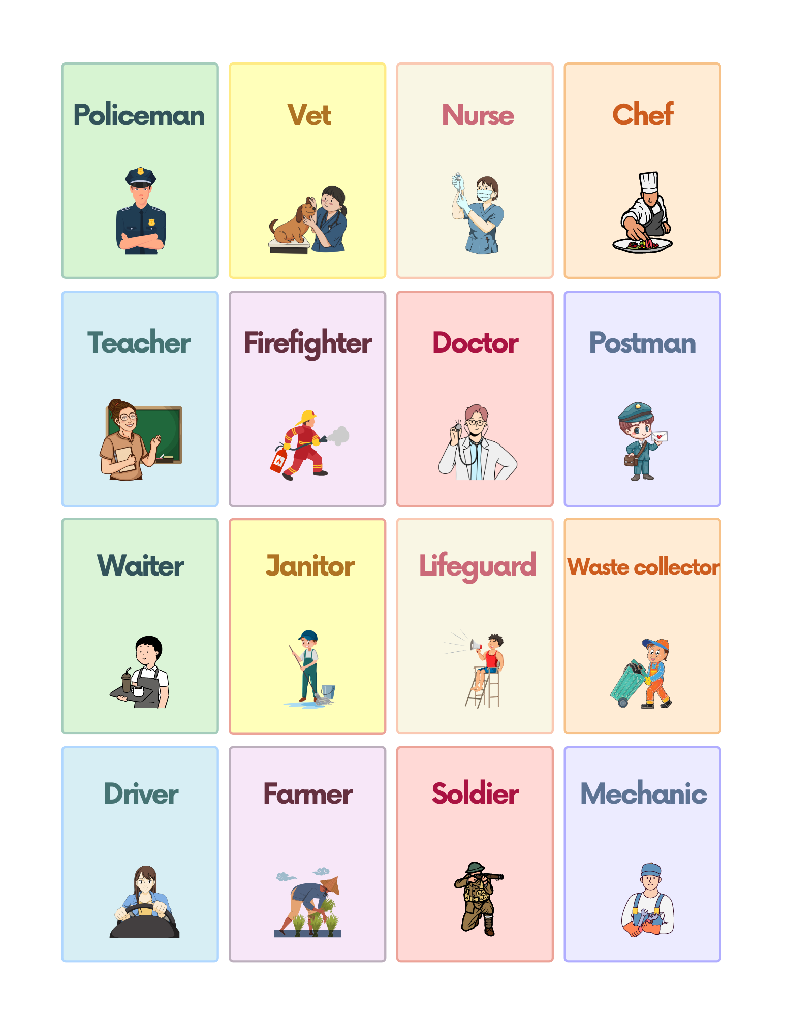 Free Printable Community Helper Flashcards