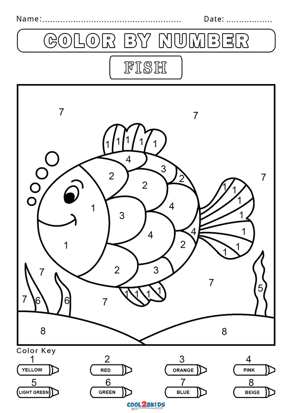Easy Color By Number Worksheets For Kindergarten Printable 