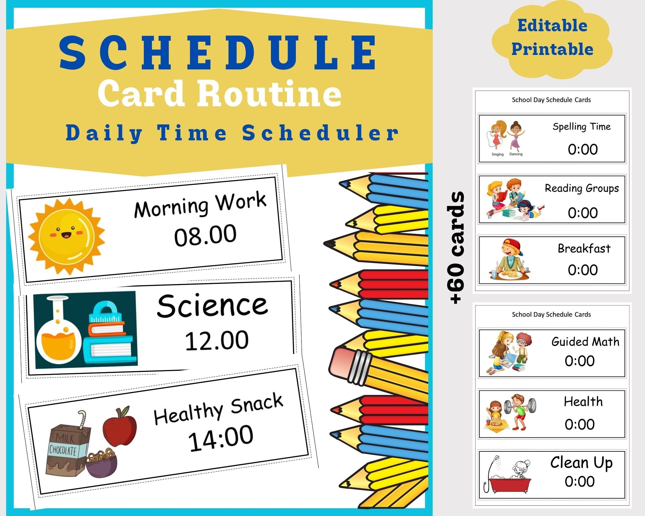 Editable Visual Classroom Schedule Cards kindergarten Preschool 
