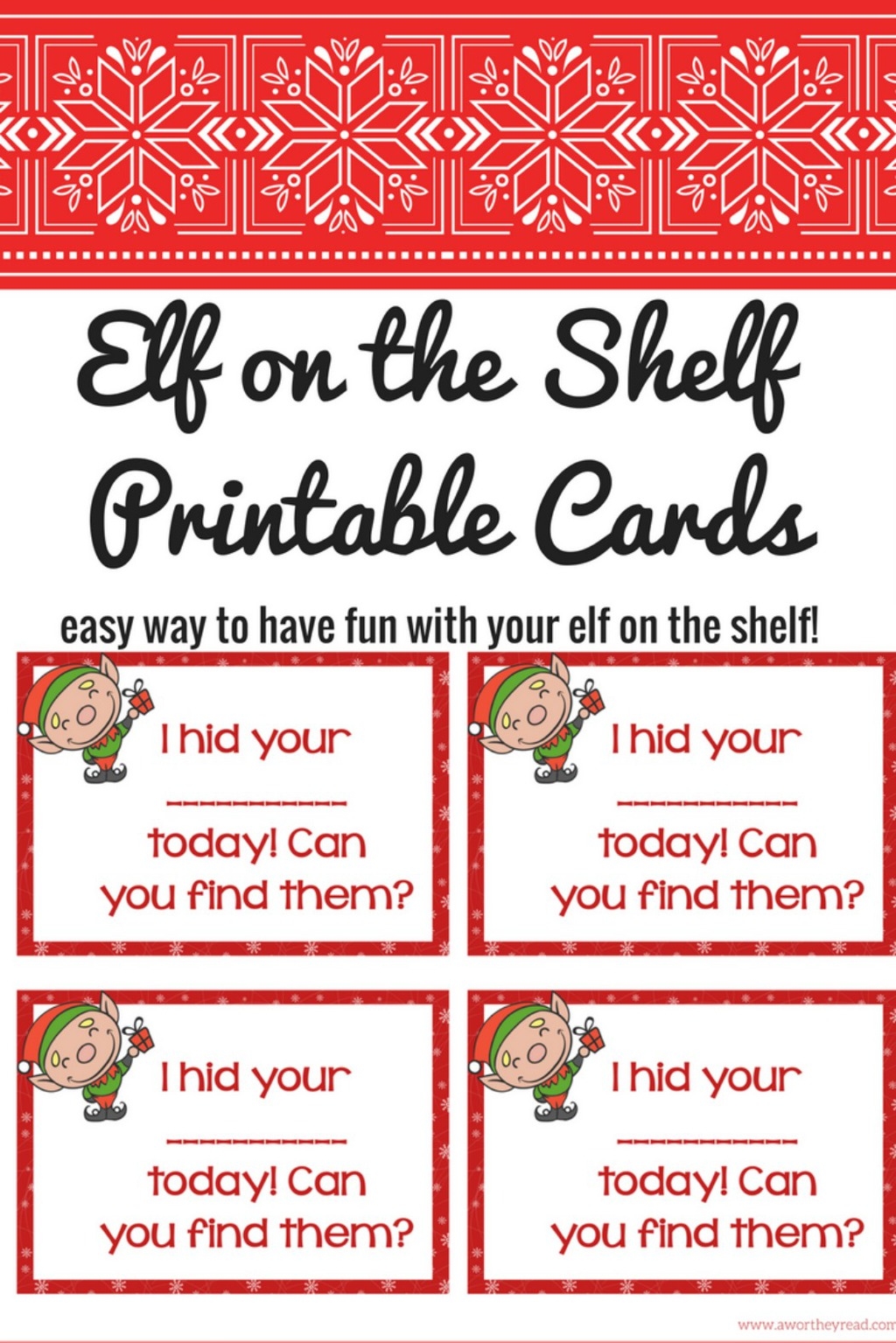 Elf On The Shelf Ideas With Printable Cards This Worthey Life