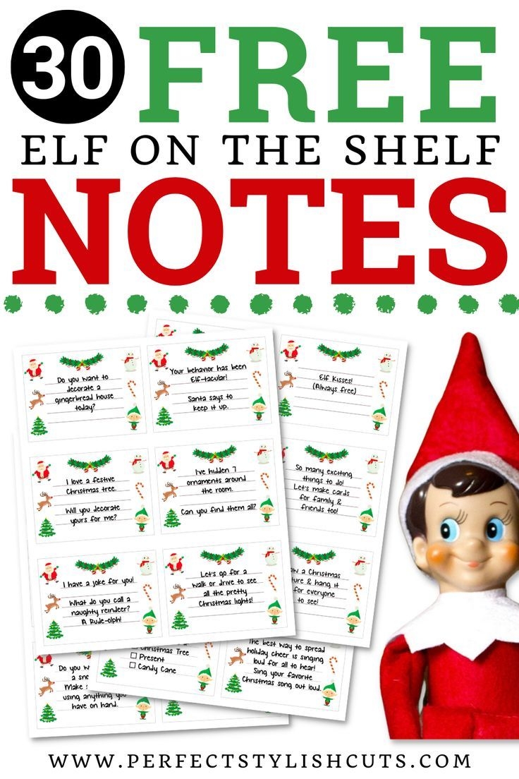 Elf On The Shelf Printables Notes Printable Learning Materials