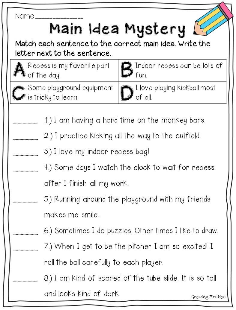 Free Printable Worksheet Finding The Main Idea